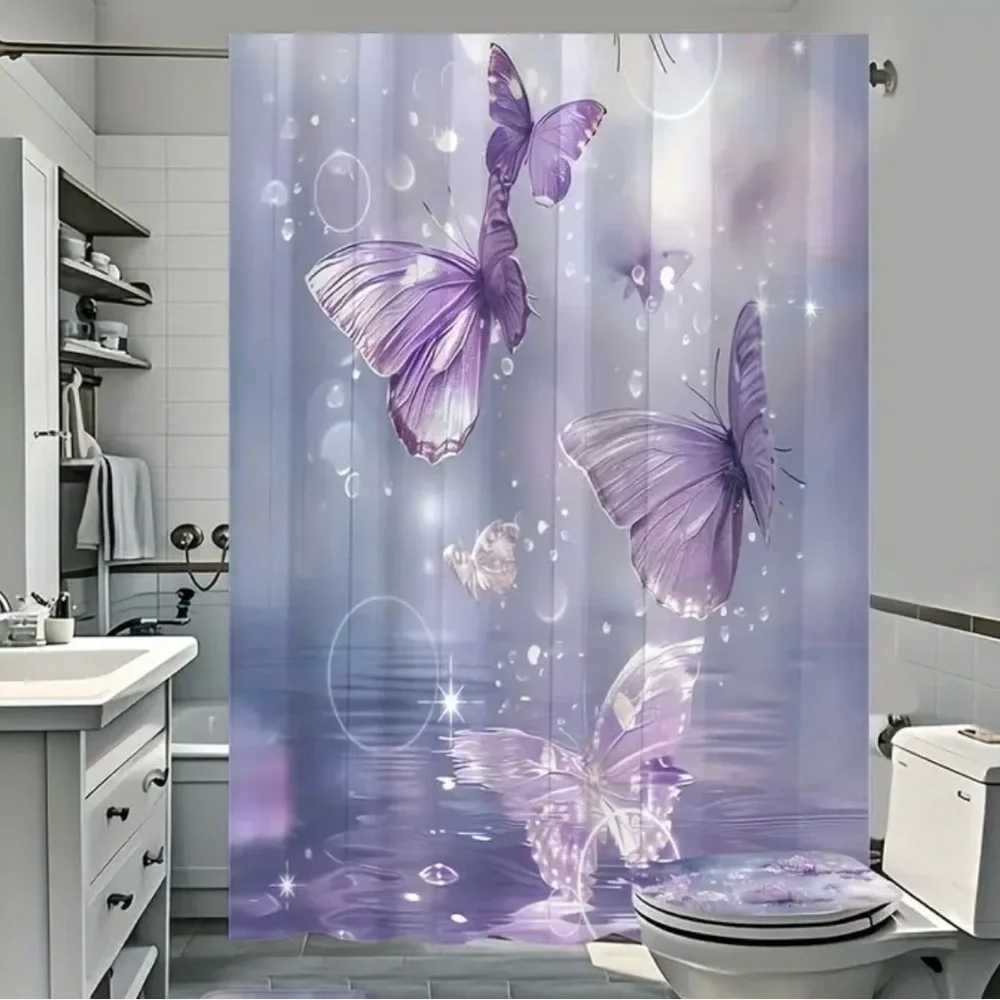 Purple Butterfly Shower Curtain